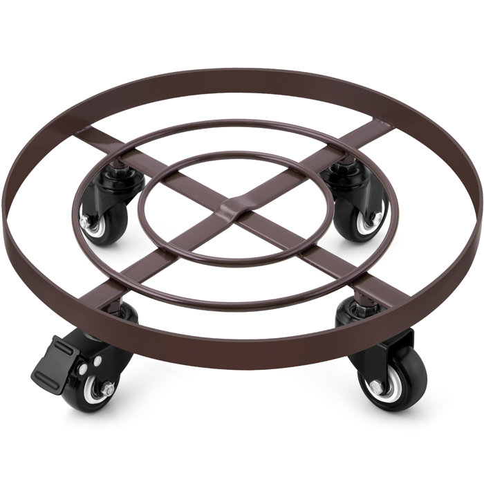 Arlmont & Co. 2 Pack 14" Metal Plant Caddy Heavy Duty Iron Rolling